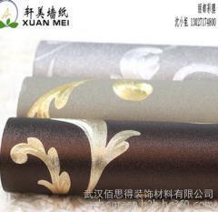 湖北無紡布墻紙廠家軒美金箔壁紙 KTV酒店金色墻紙與客廳電視背景墻裝飾藝術